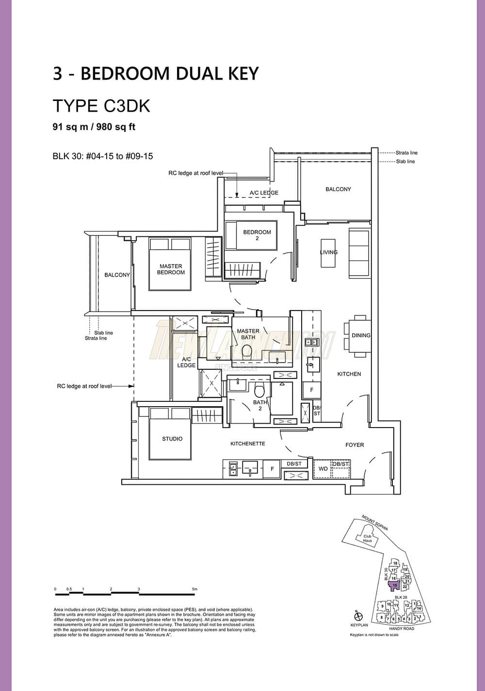 Haus on Handy Floor Plan 3-Bedroom Dual Key Type C3DK