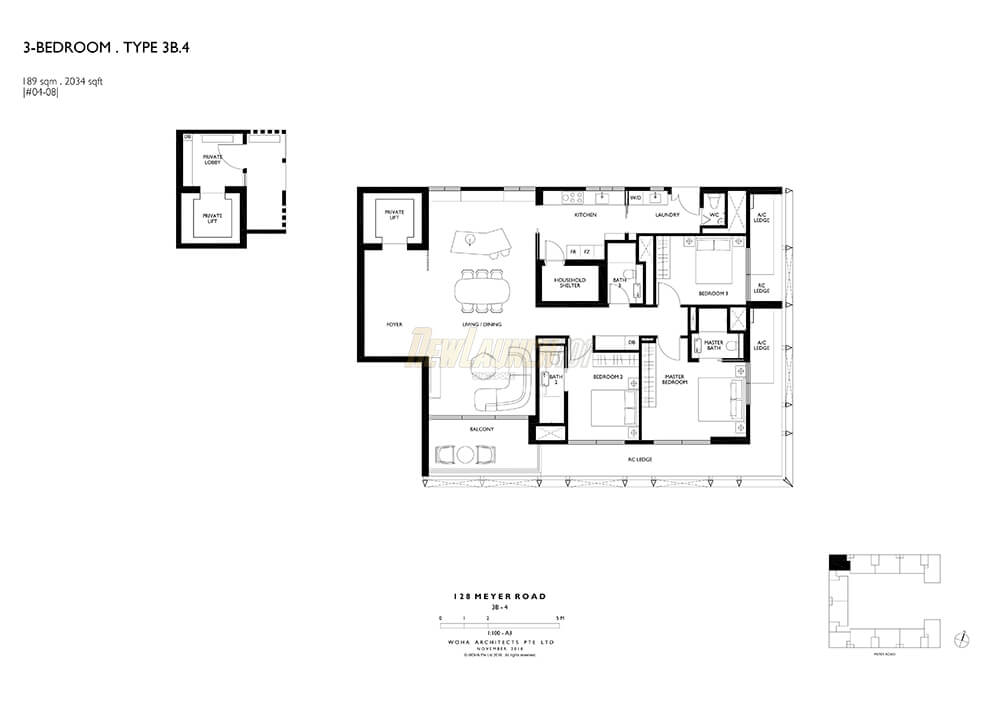 Meyerhouse Floor Plan 3-Bedroom Type 3B4