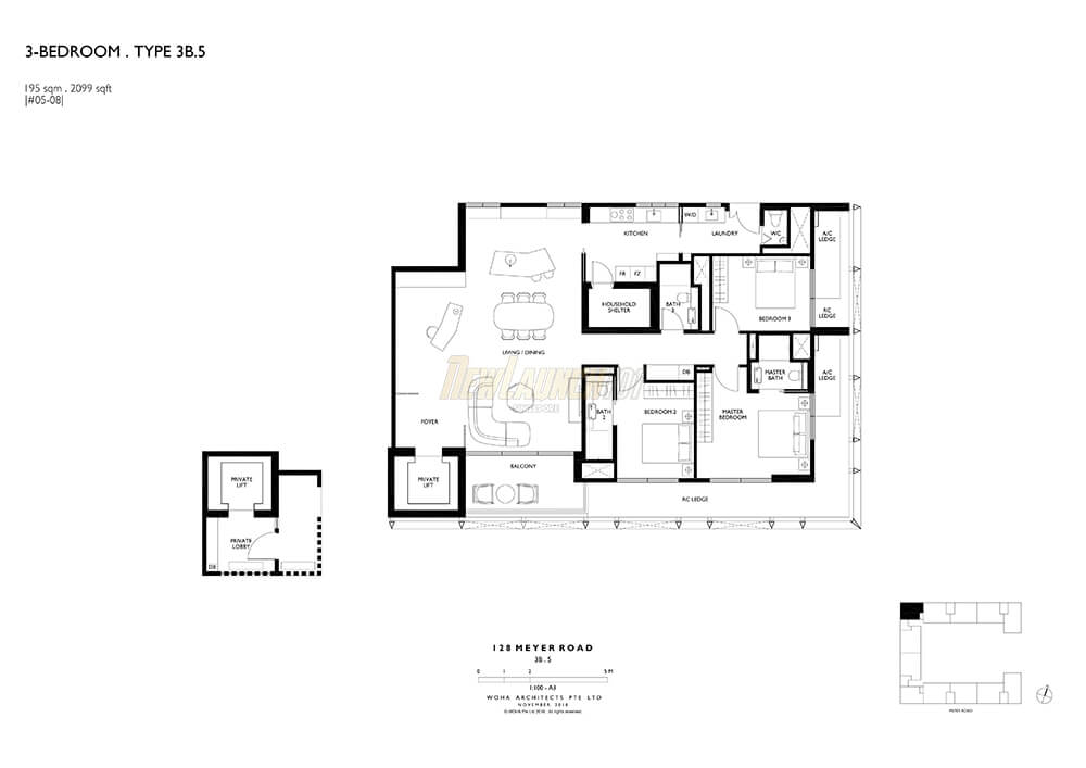 Meyerhouse Floor Plan 3-Bedroom Type 3B5