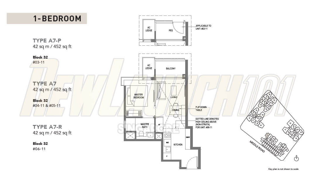 The M Condo Floor Plan 1-Bedroom Type A7p