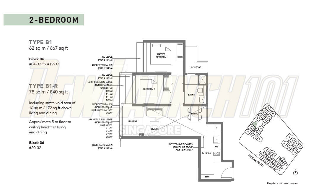 The M Condo Floor Plan 2-Bedroom Type B1