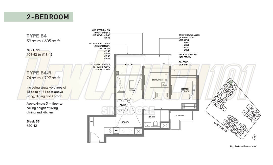 The M Condo Floor Plan 2-Bedroom Type B4