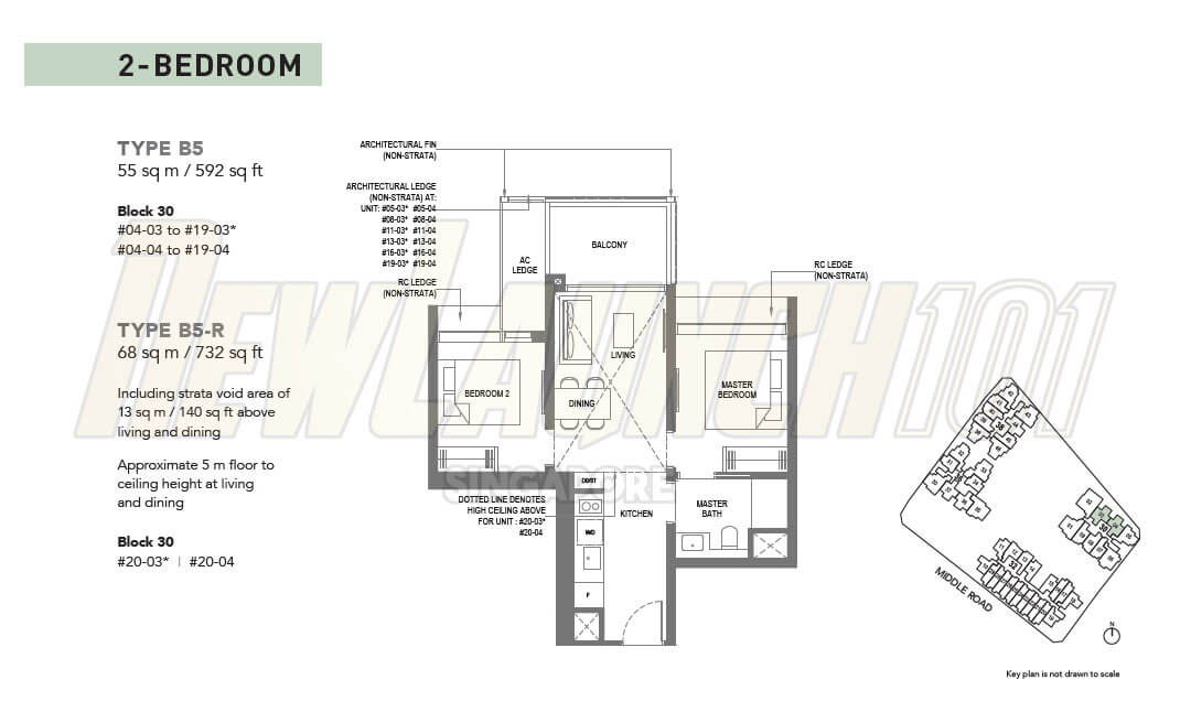 The M Condo Floor Plan 2-Bedroom Type B5