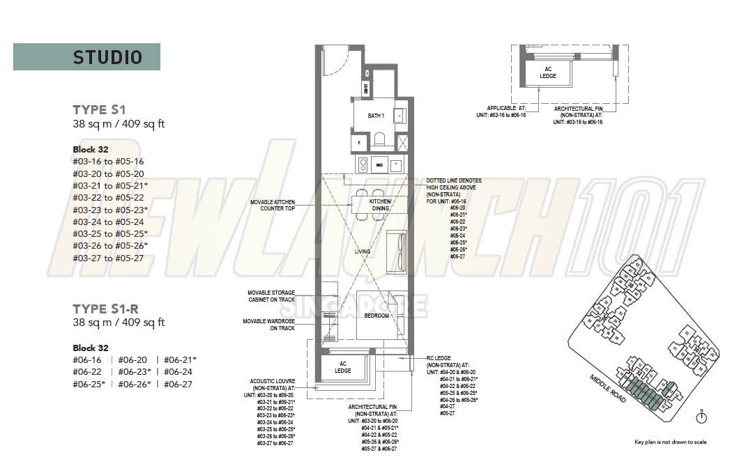 The M Condo Floor Plan Studio Type S1