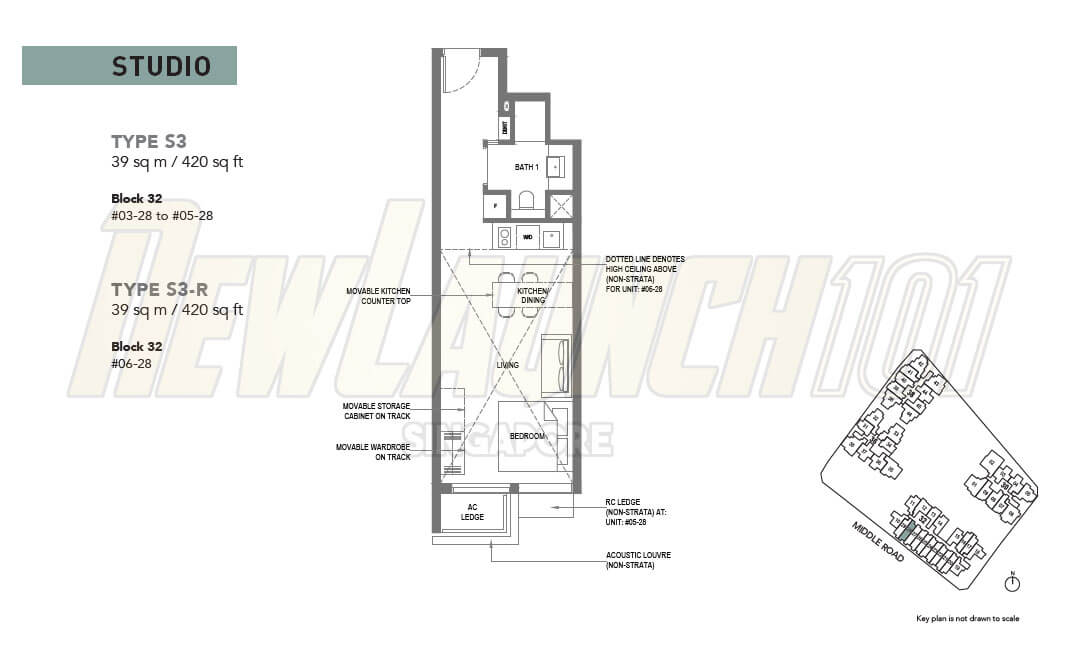 The M Condo Floor Plan Studio Type S3