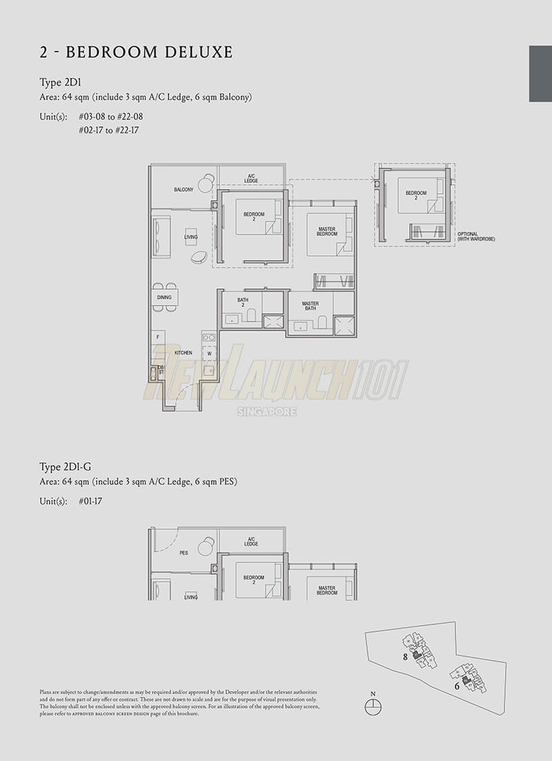 Kopar at Newton Floor Plan 2-Bedroom Deluxe Type 2D1