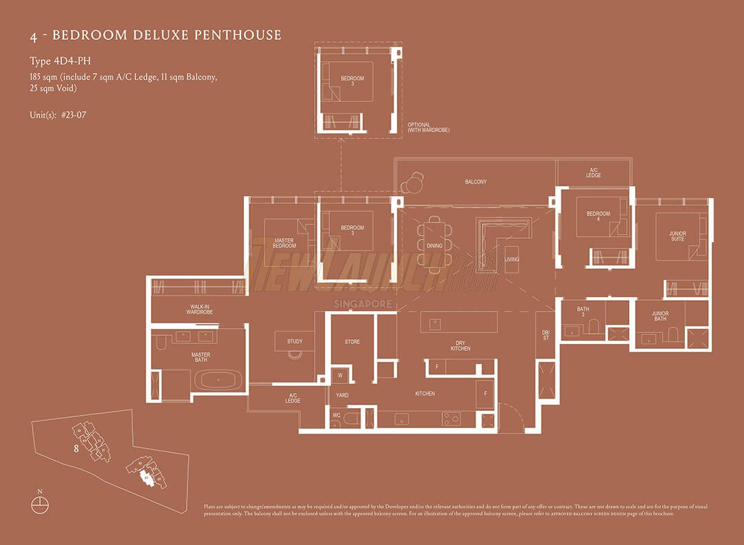 Kopar at Newton Floor Plan 4-Bedroom Deluxe Penthouse Type 4D4