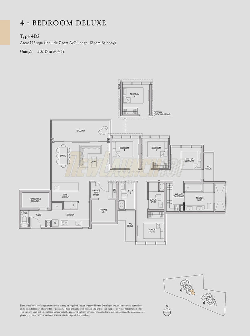 Kopar at Newton Floor Plan 4-Bedroom Deluxe Type 4D2