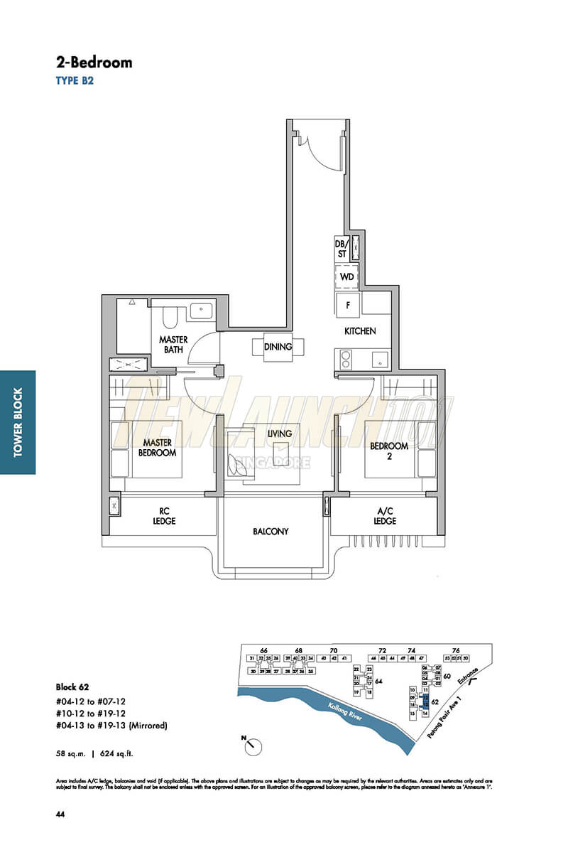 The Tre Ver Floor Plan 2-Bedroom Type B2