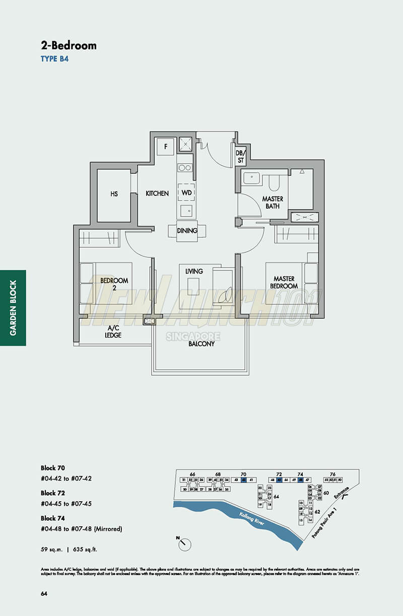 The Tre Ver Floor Plan 2-Bedroom Type B4