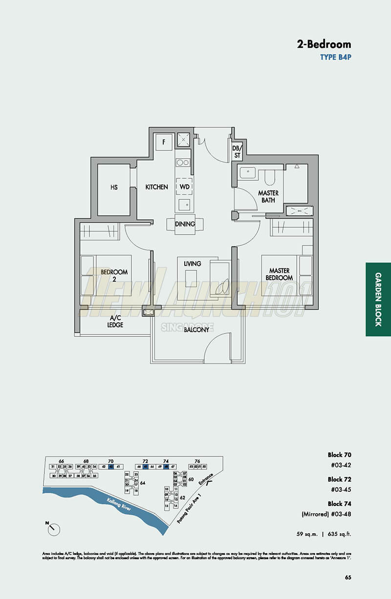 The Tre Ver Floor Plan 2-Bedroom Type B4P