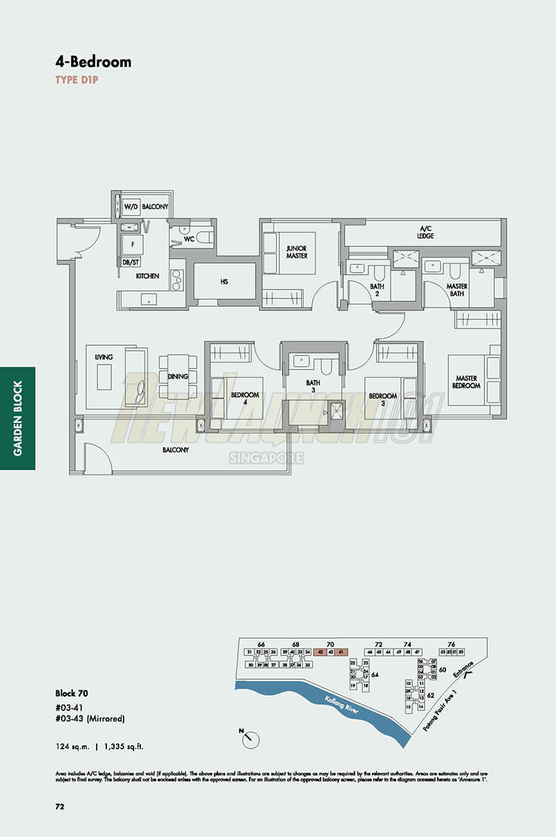 The Tre Ver Floor Plan 4-Bedroom Type D1P