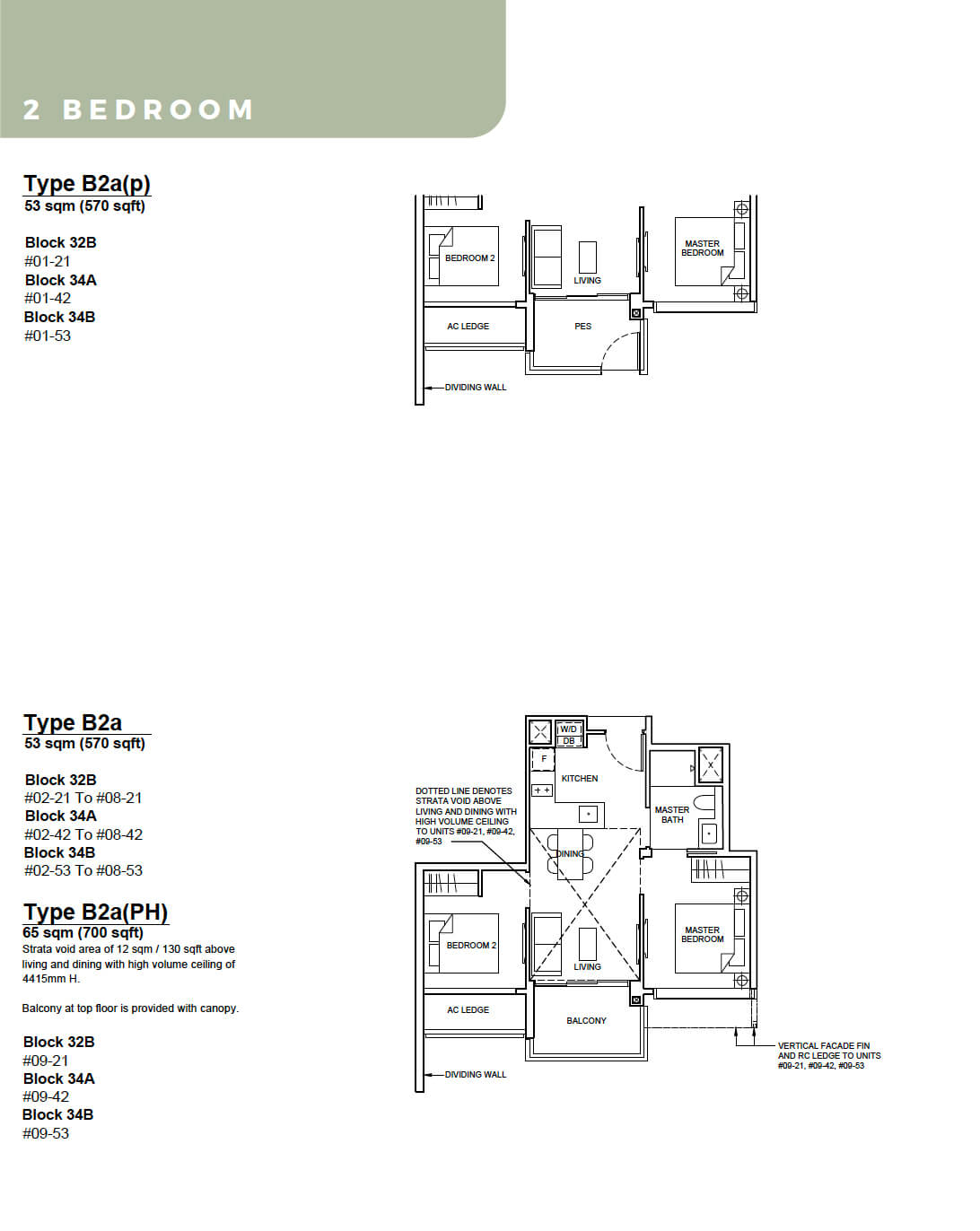 Forett at Bukit Timah Floor Plan 2-Bedroom Type B2a