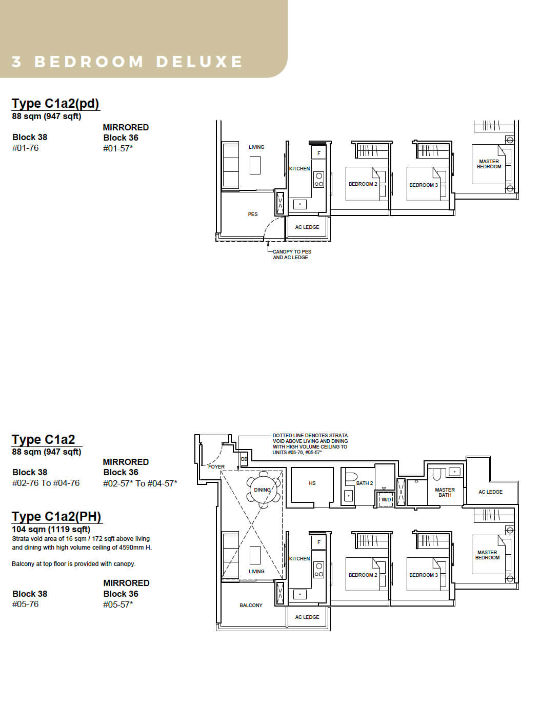 Forett at Bukit Timah Floor Plan 3-Bedroom Deluxe C1a2