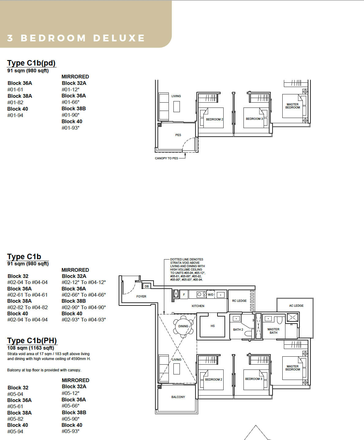 Forett at Bukit Timah Floor Plan 3-Bedroom Deluxe C1b