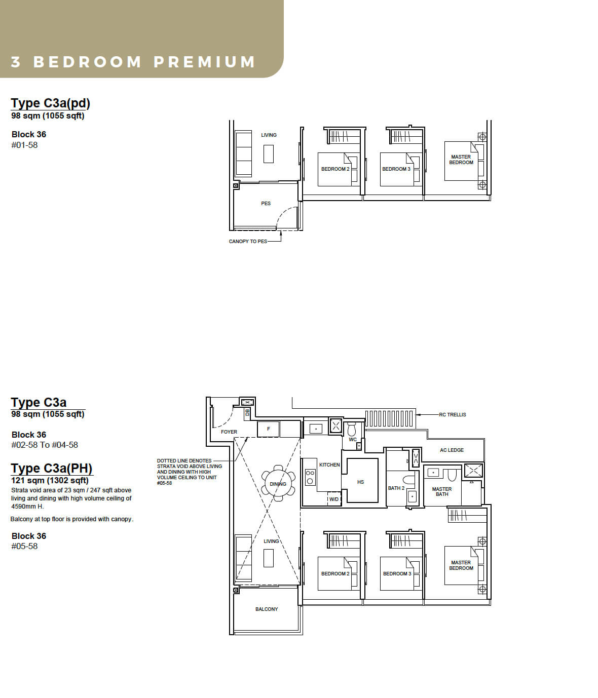 Forett at Bukit Timah Floor Plan 3-Bedroom Premium Type C3a