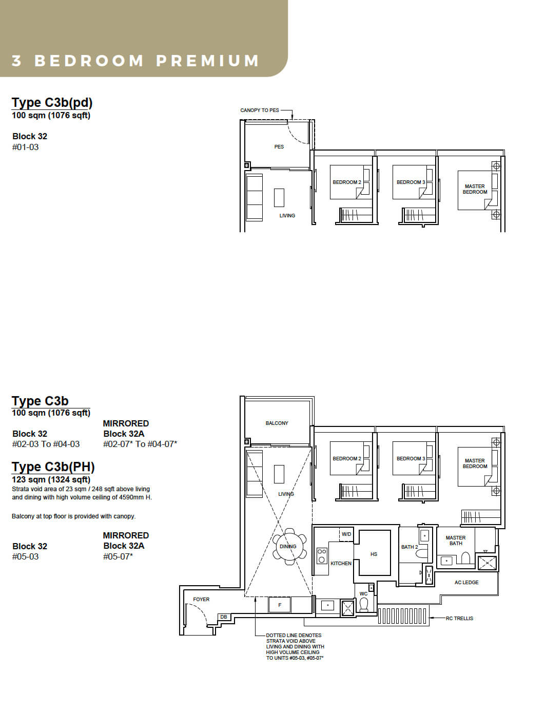 Forett at Bukit Timah Floor Plan 3-Bedroom Premium Type C3b