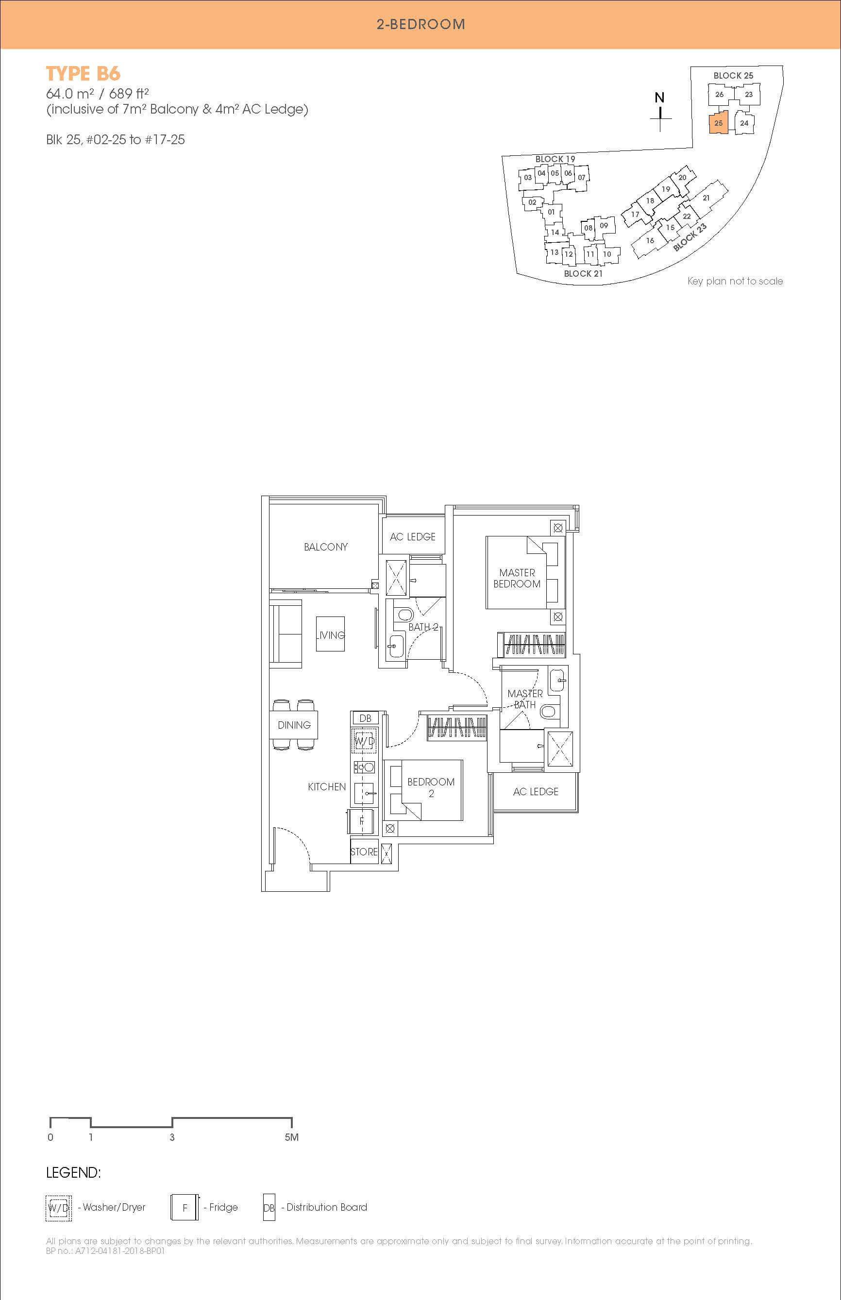 The Antares Floor Plan 2-Bedroom Type B6