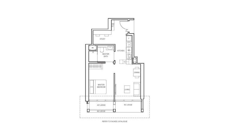 Canninghill Piers Floor Plan 1-Bedroom Study Type AS6