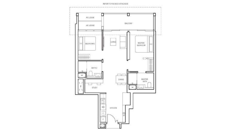 Canninghill Piers Floor Plan 2-Bedroom Study Type BS5