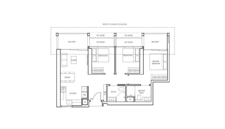 Canninghill Piers Floor Plan 3-Bedroom Type C1a
