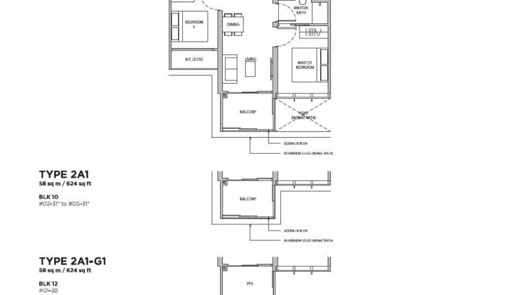 Dairy Farm Residences Floor Plan 2-Bedroom Type 2A1
