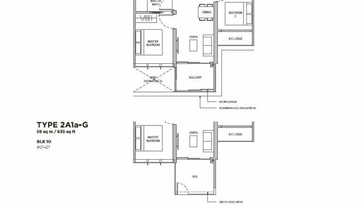 Dairy Farm Residences Floor Plan 2-Bedroom Type 2A1a
