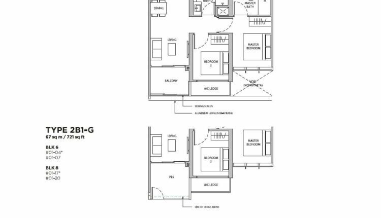 Dairy Farm Residences Floor Plan 2-Bedroom Type 2B1