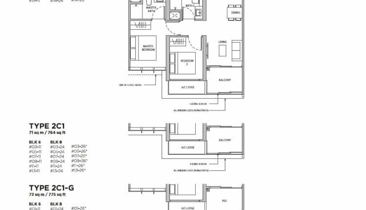 Dairy Farm Residences Floor Plan 2-Bedroom Type 2C1