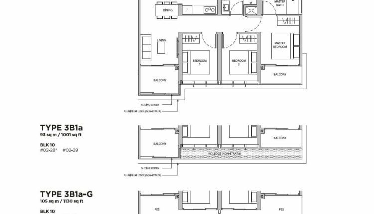 Dairy Farm Residences Floor Plan 3-Bedroom Type 3B1a