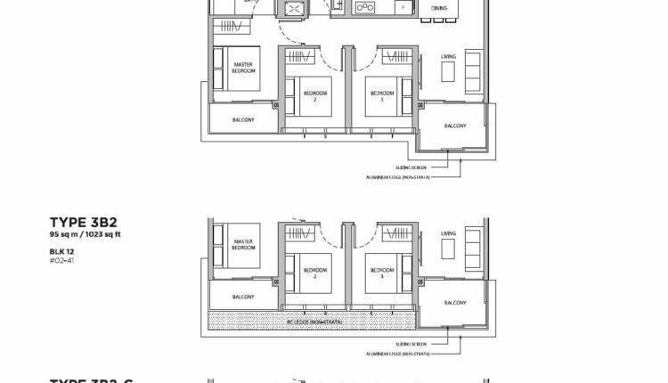 Dairy Farm Residences Floor Plan 3-Bedroom Type 3B2