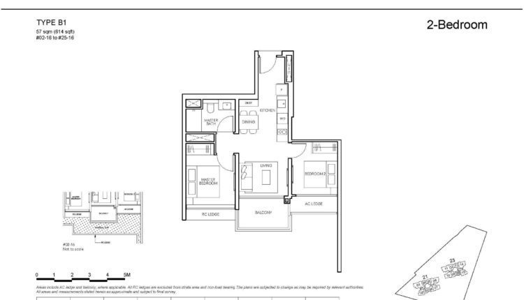 AMO Residence Floor Plan 2-Bedroom Type B1