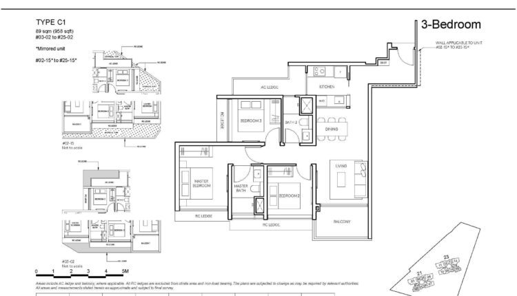 AMO Residence Floor Plan 3-Bedroom Type C1