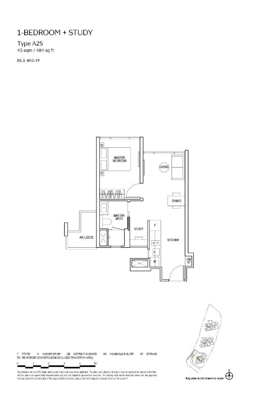Piccadilly Grand Floor Plan 1-Bedroom Study Type A2S