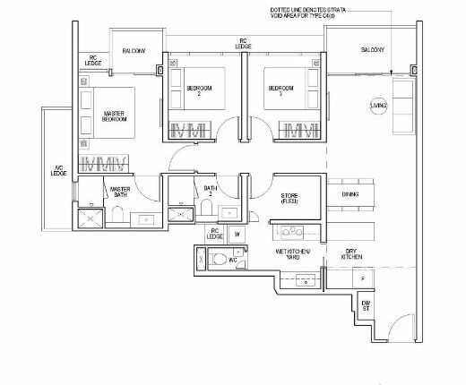 Piccadilly Grand Floor Plan 3-Bedroom Flexi Type C4