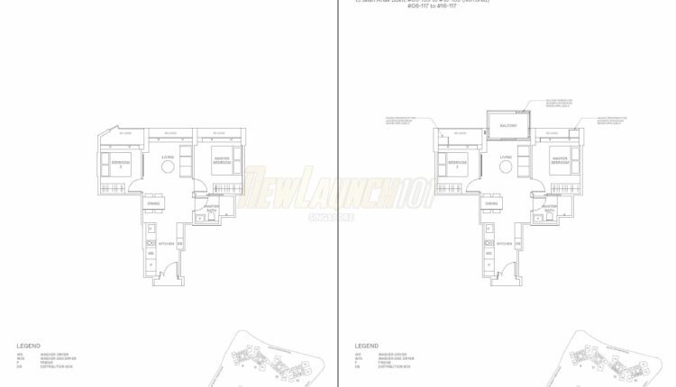The Reserve Residences Floor Plan 2-Bedroom Type B1
