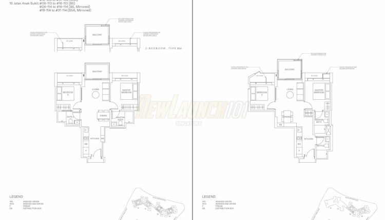 The Reserve Residences Floor Plan 2-Bedroom Type B5