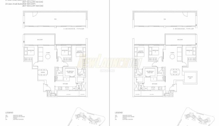 The Reserve Residences Floor Plan - Creekside 3-Bedroom Type C6