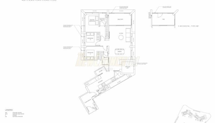 The Reserve Residences Floor Plan Horizon 3-Bedroom Type C9