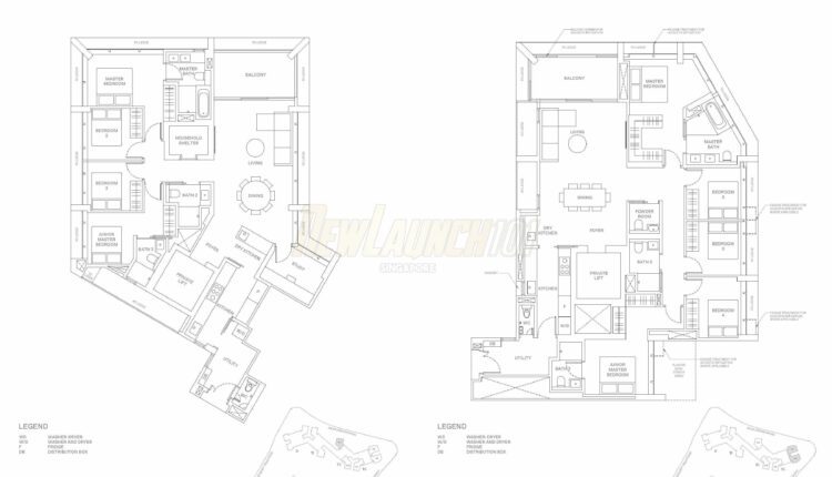The Reserve Residences Floor Plan - Treetops 4-Bedroom Study Type D5