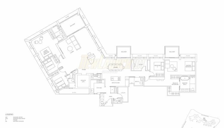 The Reserve Residences Floor Plan - Treetops 5-Bedroom Study Type P4
