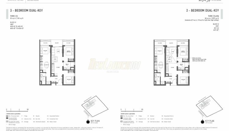 Blossoms by the Park Floor Plan 3-Bedroom Dual-Key Type C3