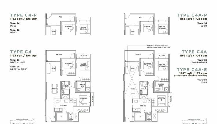 Sceneca Residence Floor Plan 3-Bedroom Premium Type C4