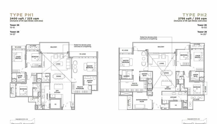Sceneca Residence Floor Plan 4-Bedroom Penthouse Type PH