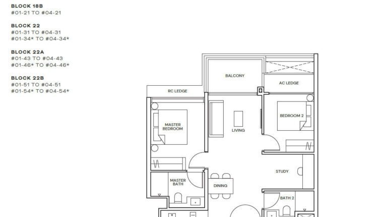 Terra Hill Floor Plan 2-Bedroom Type B3