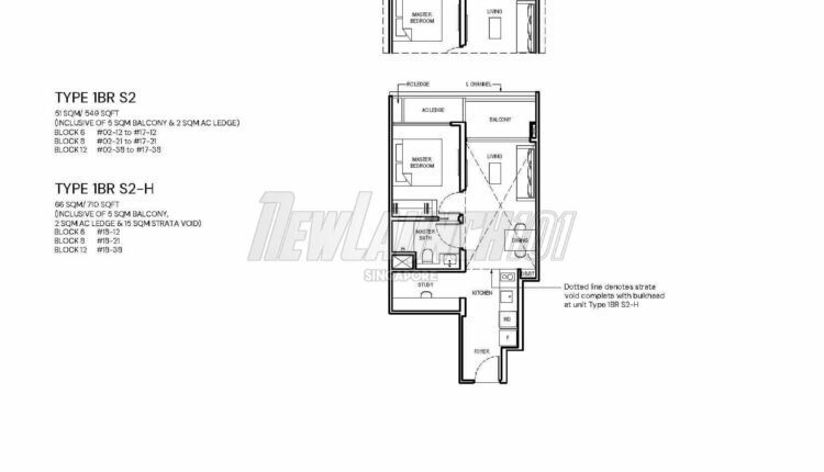 Grand Dunman Floor Plan 1-Bedroom Study Type 1BR S2