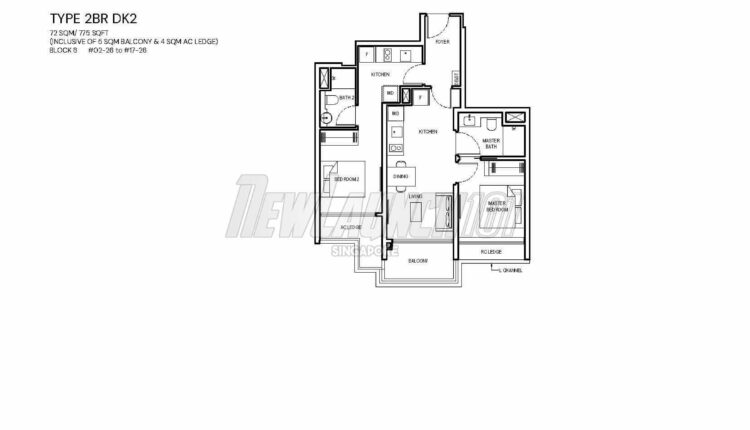 Grand Dunman Floor Plan 2-Bedroom Dual Key Type 2BR DK2