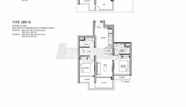 Grand Dunman Floor Plan 2-Bedroom Study Type 2BR S1