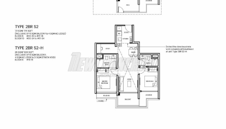 Grand Dunman Floor Plan 2-Bedroom Study Type 2BR S2