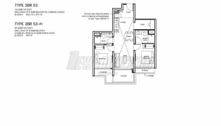 Grand Dunman Floor Plan 2-Bedroom Study Type 2BR S3